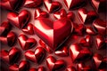 Red beautiful shiny heart on a background of hearts symbol of love passion and emotions background Royalty Free Stock Photo