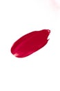 Red beauty swatch, skincare and makeup cosmetic product sample texture isolated on white background, make-up smudge