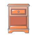 Red bedside table icon, cartoon style