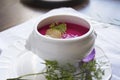 Red beet cream soup Royalty Free Stock Photo