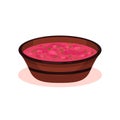 Red beet soup, Bulgarian cuisine national food dish vector Illustration on a white background