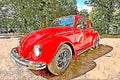 Red beetle collector car illustration