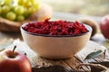 Red beetrood salad in a white bowl Royalty Free Stock Photo