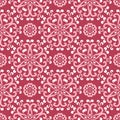 Red and beige floral seamless pattern. Pale red colored background