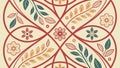 Red and Beige Geometric Tile Vector Illustration, vector design Generative AI Royalty Free Stock Photo