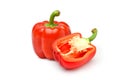 Red bell pepper with cut in half Royalty Free Stock Photo