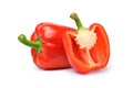 Red bell pepper with cut in half Royalty Free Stock Photo