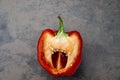 Red bell pepper cut in half Royalty Free Stock Photo