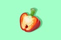 Red bell pepper, saturated green background