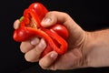 Red bell pepper squeezed