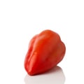 Red bell pepper sweet, capsicum, paprika isolated on white background. One whole fresh vegetable with shade Royalty Free Stock Photo