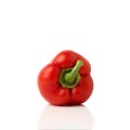 Red bell pepper sweet, capsicum, paprika isolated on white background. One whole fresh vegetable with shade Royalty Free Stock Photo