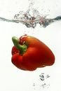 Red bell pepper in water