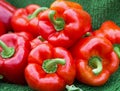 Red bell peppers on a market stall Royalty Free Stock Photo