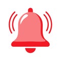 Red bell with sound waves icon ringing alert notification sound symbol Royalty Free Stock Photo