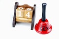 Red bell and wood box calendar valentine day