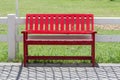 Red bench in the garden