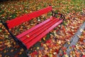 Red bench in the park Royalty Free Stock Photo