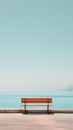 A red bench sits on the side of a road overlooking the ocean, providing a resting spot for passersby Royalty Free Stock Photo