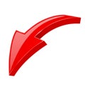 Red bent DOWN arrow. 3d web icon Royalty Free Stock Photo