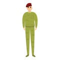 Red beret military uniform icon, cartoon style