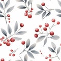 Red Berries In White Pattern: A Graceful And Serene Drawing