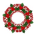 Red Berry Christmas Wreath isolated on White Background. Vector Illustration Royalty Free Stock Photo