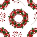 Red Berry Christmas Wreath on White Background. Vector Illustration Royalty Free Stock Photo