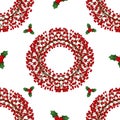 Red Berry Christmas Wreath on White Background. Vector Illustration Royalty Free Stock Photo