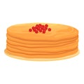 Red berry pancakes icon cartoon vector. Home menu