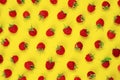 Red berry raspberries on yellow background. Royalty Free Stock Photo