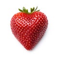 Red berry strawberry in shape of a heart isolated on white background Royalty Free Stock Photo