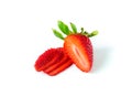 Red berry strawberry was sliced into small pieces and thin with Royalty Free Stock Photo