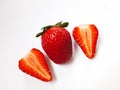 Strawberry with green leaf isolated on white background