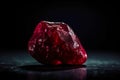 Red beryl is a rare precious natural geological stone on a black background in low key. AI generated. Royalty Free Stock Photo