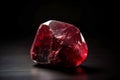 Red beryl is a rare precious natural geological stone on a black background in low key. AI generated. Royalty Free Stock Photo