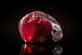 Red beryl is a rare precious natural stone on a black background. AI generated. Header banner mockup with space. Royalty Free Stock Photo