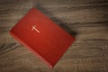 Red bible with cross on cover Royalty Free Stock Photo