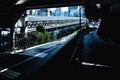 A red bicycle through the overpass infront of Ueno Park, Tokyo, Japan