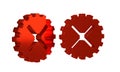 Red Bicycle sprocket crank icon isolated on transparent background. Royalty Free Stock Photo