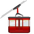 Red big and old cabin cableway on a white background Royalty Free Stock Photo