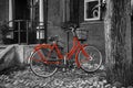 Red bike black & White Royalty Free Stock Photo