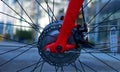 Bike Wheel with Disc Brakes Royalty Free Stock Photo