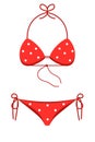 Red bikini suit isolated on white background. Flat style vector illustration.