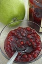 Red bilberries jam (lingonberries) Royalty Free Stock Photo