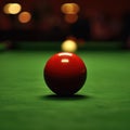 Red Billiard Ball on Green Table Royalty Free Stock Photo