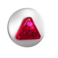 Red Billiard balls in a rack triangle icon isolated on transparent background. Silver circle button. Royalty Free Stock Photo