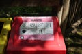 Red waste bin with sorting sign Royalty Free Stock Photo