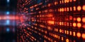 Red binary code array in high-tech environment for digital data transmission Royalty Free Stock Photo