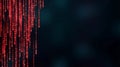 Red binary code cascading vertically on a sleek black background Royalty Free Stock Photo